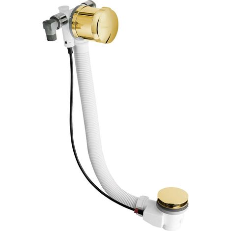 Polysan - Desagüe y rebosadero para bañera con sistema de llenado, 58 cm de largo, oro 71684G (1/2)