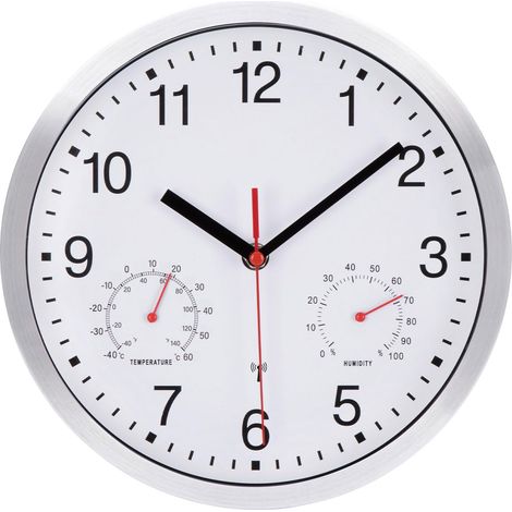 Horloge Murale Radio Pilotée avec Thermomètre et Hygromètre Pendule Murale à Quartz Moderne Silencieuse sans Tic Tac pour Salon (1/5)