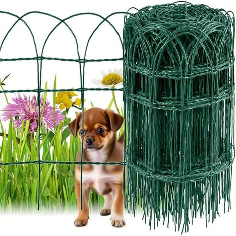 Clôture de jardin verte de 0,4 m x 10 m, treillis métallique enduit de PVC, maille antirouille pour fleurs et animaux d'extérieur, adaptée aux fleurs et aux animaux (1/5)