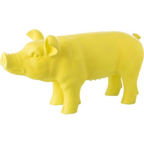 Statuette Cochon Extérieur "Alfredo" 66cm Jaune