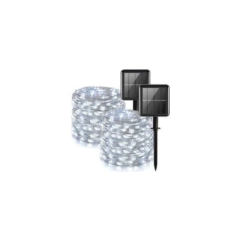 Solar-Lichterketten für den Außenbereich, 12 m / 100 LEDs, verschiedene Muster, wasserdicht, kaltweiß, für Garten, Hochzeit und festliche Dekoration (1/5)
