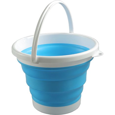 Seau à eau pliable en TPR PP 10L, portable et robuste, pour lavage de voiture et jardin (bleu). (1/5)