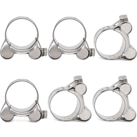 Fascette stringitubo, confezione da 6, intervallo di serraggio 20-22 mm, fascette con bullone a T in acciaio inossidabile, fascette stringitubo con bullone a T per tubi dell'acqua, tubi del gas e tubi