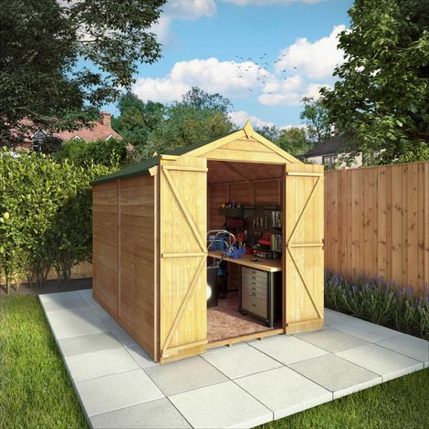 8 x 6 Feet Double Door Overlap Apex Shed - Timber - L240.4 x W190.5 x H198.6 cm - Brown (1/6)