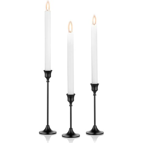 Nuptio 3 Pièces Porte Chandeliers Noirs Porte Bougies Coniques Porte Bougie pour Table À Manger, Bougeoirs pour Bougies Coniques, Pièce Maîtresse Décorative pour Pendaison Crémaillère Fête Noël