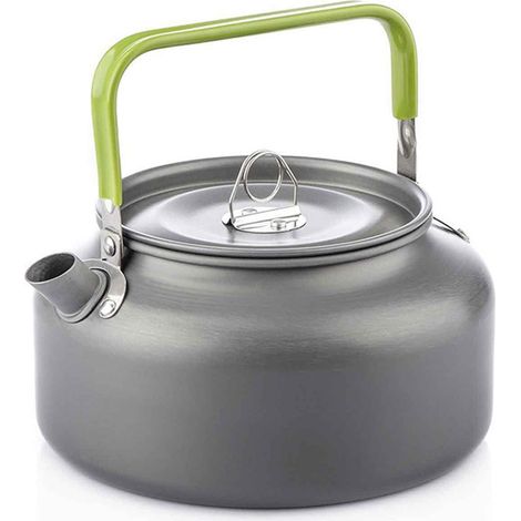 Bouilloire de camping, théière, cafetière portable en aluminium pour pique-nique et randonnée. (1/5)