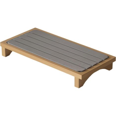 Plateau d'absorption de diatomite avec base en bois renforcé pour le séchage de l'évier et l'organisation du comptoir de cuisine de salle de bain'-'- (1/5)