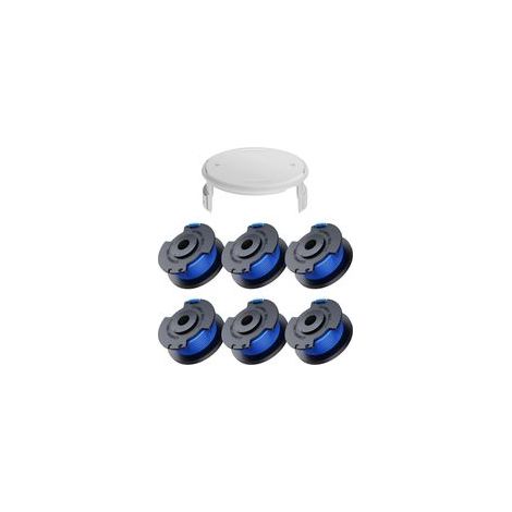carretes de corte de repuesto (6 carretes de corte, 1 tapa) para desbrozadora Ryobi One+ AC14RL3A de 18 V, 24 V y 40 V, diámetro del carrete 1,6 mm, longitud 20,11 m
