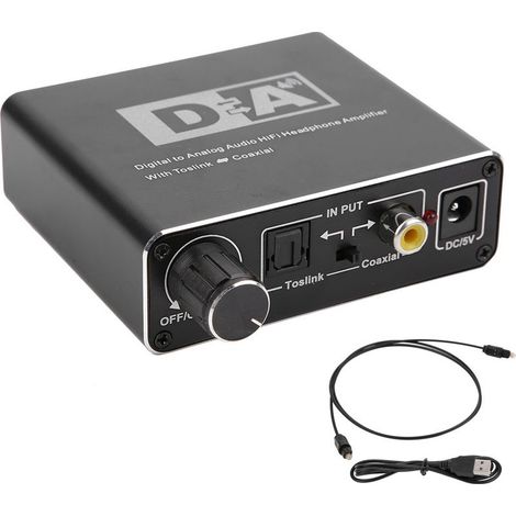 Convertisseur Audio DAC Hifi - Conversion Coaxial/ Optique vers Analogique - Sortie RCA/Jack 3.5mm avec Contrôle Volume (1/5)