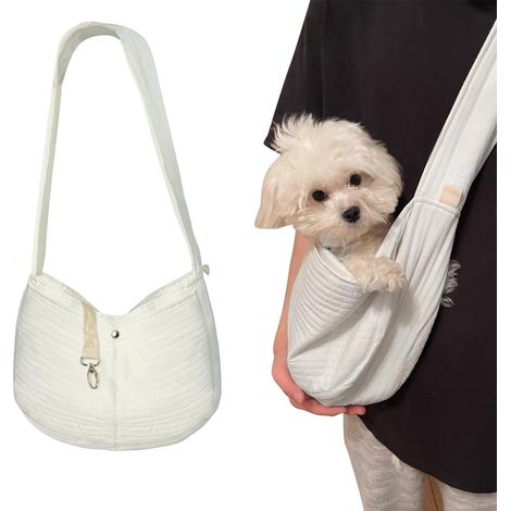 Sac de transport pour chien et chat, sac en bandoulière confortable et respirant pour petits animaux jusqu'à 5 kg, sac de voyage léger et pliable pour animaux de compagnie (1/5)