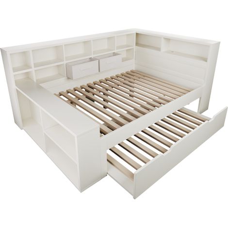 GagaLit rangement AB403945678W 140x200 blanc gigogne USB Type-C (1/5)