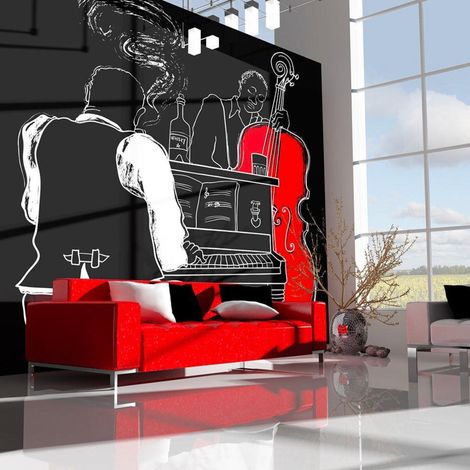 Papier peint piano jazz, contrebasse... - 250 x 193 cm (1/4)