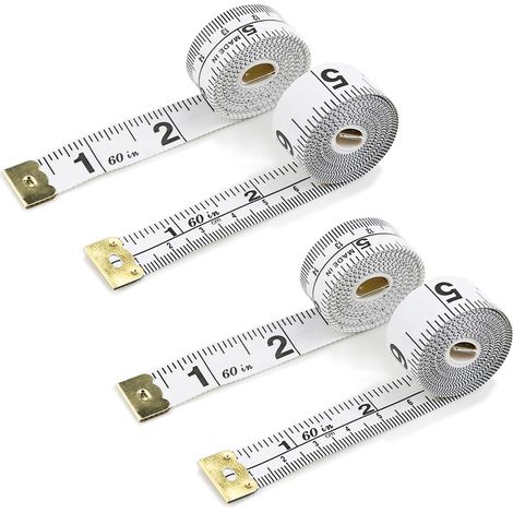 Lot de 4 mètres ruban, double échelle, fibre de verre, embouts métalliques, pour couture et prise de mesures (1/5)