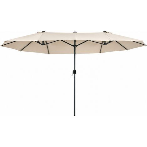 Ombrellone Doppio Da Giardino Parasole 4.6 x 2.4 M Per Esterno Piscina Terrazzo Con Palo In Acciaio E Tessuto In Poliestere Impermeabilie Anti UV Apertura A Manovella Colore Beige (1/5)