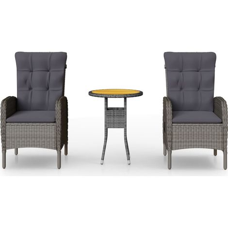 Maison Exclusive - 3-tlg. Garten-Bistro-Set Poly Rattan Grau