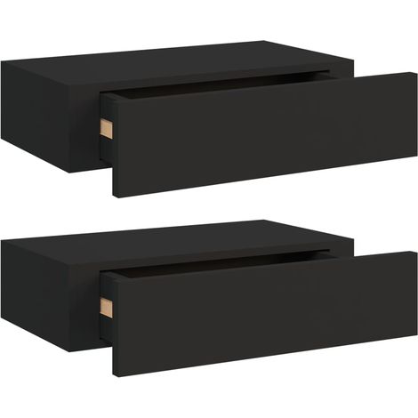 Étagères à tiroirs murales 2 pcs Noir 40x23,5x10 MDF (1/5)