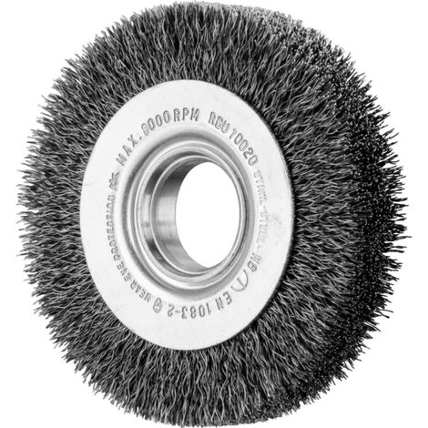 PFERD TOOLS POS Rundbürste breit ungezopft RBU Ø100x20xvariable Bohrung Stahl-Draht-Ø0,30 Schleifbock (1/4)