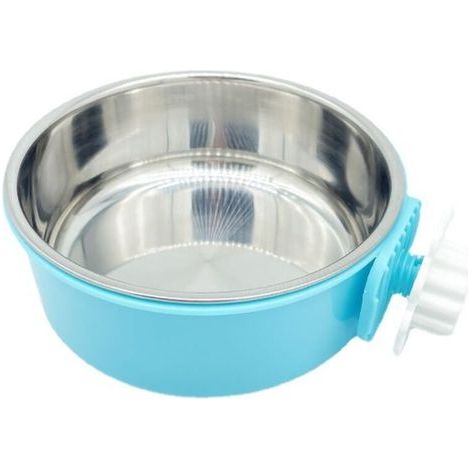 Gamelle et écuelle pour chien Caisse Chien Bol Amovible en Acier Inoxydable Gamelle à Suspendre pour Animal Domestique Cage Petit Bol d'eau Feeder Nourriture pour Chiens Chats Lapins(bleu) (1/5)