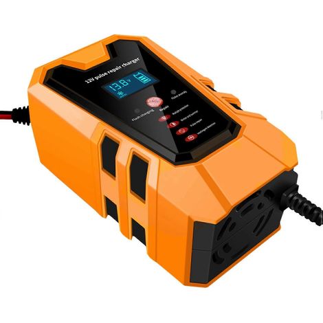 Kfz-Batterieladegerät, 12V 6A Plus-Reparaturladegerät mit intelligenter Digitalanzeige für Pkw, Lkw und Motorräder
