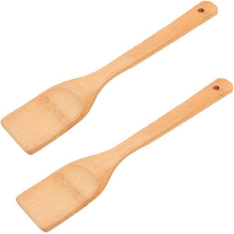 spatules en bois antiadhésives à long manche, petites pelles à cuisiner (30 x 6 cm) (1/3)