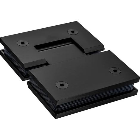 Charnières en acier inoxydable noir à 180 degrés pour verre, support de porte de douche robuste, fixation murale/verre sur verre (noir) (1/5)