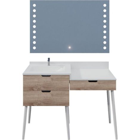 Meuble vasque avec coiffeuse 120 cm ALYA + Miroir led Starled (1/5)