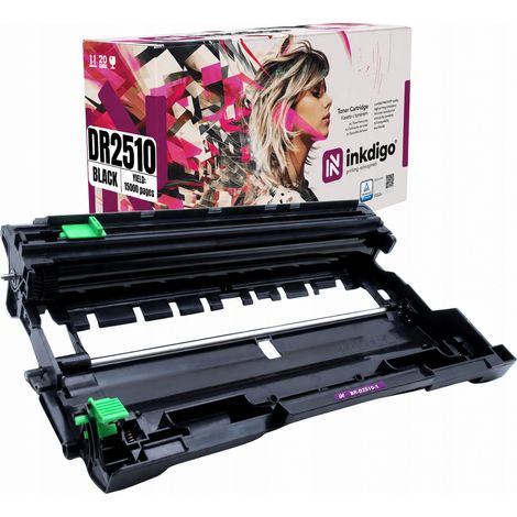 Tambour Inkdigo DR2510 compatible avec les imprimantes Brother MFC-L2860DWE et DCP-L2627DWE, certifié TÜV. (1/5)