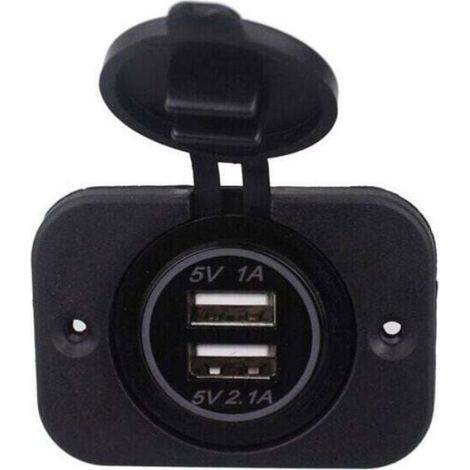 Prise USB Encastrable - 12 V 24 V - 5 V - 2 Ports - Pour Caravane Mobil-Home Bateau Voiture Camion - 1x 1 A 1x 2,1 A (1/5)