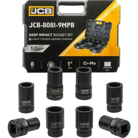 Jcb accesorios de impacto día.kpl.  8el. 1" 12-puntas. (22-41mm)