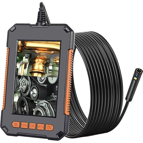 Caméra endoscopique industrielle avec écran IPS, grand angle de vision de 180° et 6 LED lumineuses pour une inspection vidéo HD 1080p. (1/5)