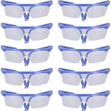 10 Pièces Lunettes de Protection Réglables en Plastique pour Laboratoire et Travaux (1/5)
