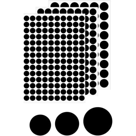Lot de 290 cachevis autocollants noirs 12/15/21 mm Trou de vis autocollant pour bureaux, armoires murales, meubles
