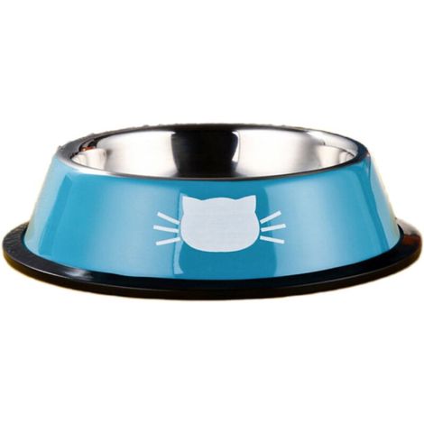 Gamelle pour chien en acier inoxydable, bleue, antidérapante et durable. (1/5)