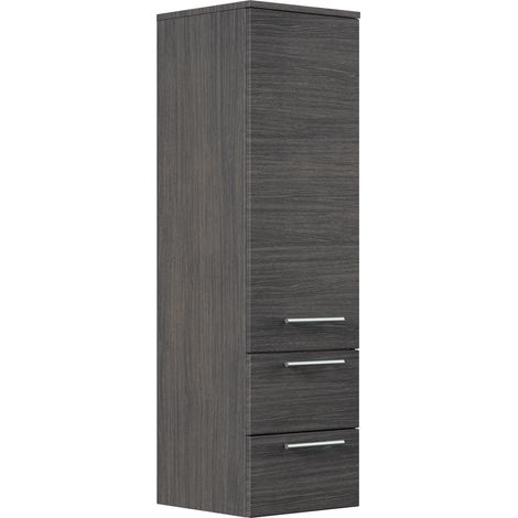 Hochschrank 120 cm anthrazit gemasert mit Glaseinlagen (1/4)