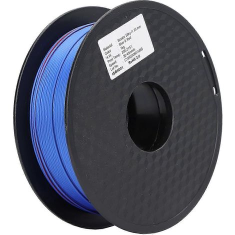 1,75 mm flexibles PLA-Filament, zweifarbig blau-rot, sorgfältig gewickelt, 3D-Druck-Verbrauchsmaterial, weiche Spule für Drucker, hochwertiges Material, zweifarbiges 3D-Filament (1/4)