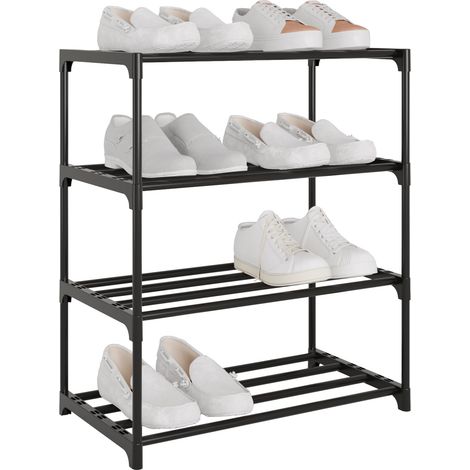 Schoenenrek - 4 Niveaux - Acier Épais et Raccords en Plastique Renforcé - Pour Entrée Chambre ou Chambre d'Étudiant - 44 x 28 x 53 cm (1/5)