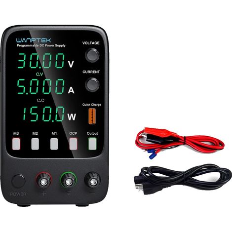 Fuente de alimentación, voltaje ajustable, pantalla digital, memoria, 32V 5A (1/2)