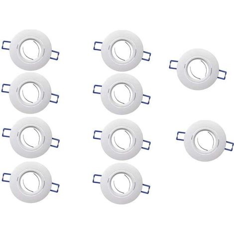 Kit 10 Porta faretto ad incasso orientabile per controsoffitto supporto tondo per faretti in alluminio Bianco (1/2)