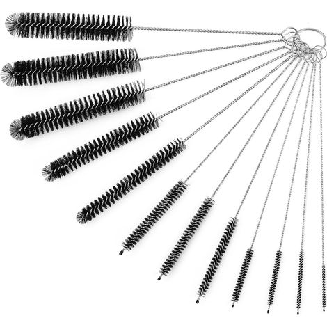 Ensemble de 12 brosses à raquette, y compris une brosse pour bouteilles de 20,8 cm et brosses à raquette en nylon, adaptées pour verres à boisson, verres à emporter, bouteilles d'eau et raquettes (noi (1/4)