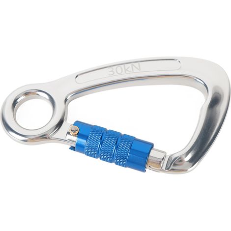 Selbstsichernder Kletterkarabiner, große Öffnung, 30 kN, unverlierbare Öse, für Arbeiten in großer Höhe. (1/4)