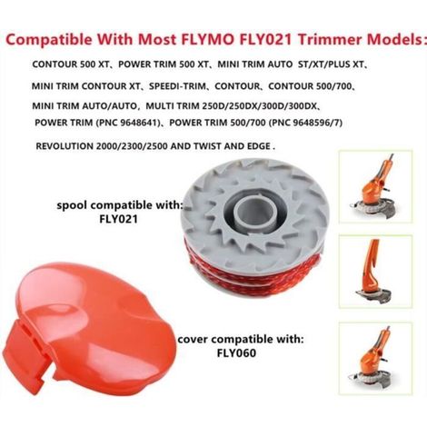 Flymo FLY021 Trimmerfadenspule, kompatibel mit Contour 500 XT, Power Trim 500 XT, Mini Trim Contour XT (4+1 Stück) (1/3)