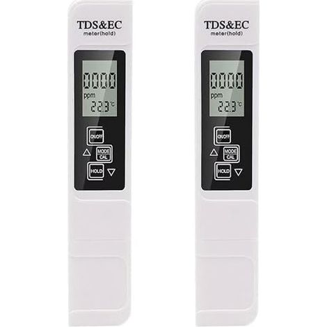 Lot de 2 testeurs de l'eau 3 en 1 - Testeur numérique LCD - Testeur d'eau TDS EC - Pour eau potable, étang à poissons et piscine, aquarium (1/5)