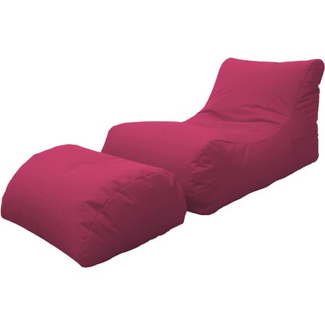 Poltrona Pouf Chaise Longue con Poggiapiedi in Poliestere Fucsia Avalli (1/3)