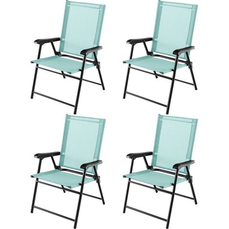 Set di 4 sedie da giardino pieghevoli 65 x 60 x 93 cm comfort ergonomico design moderno metallo verde 200012582