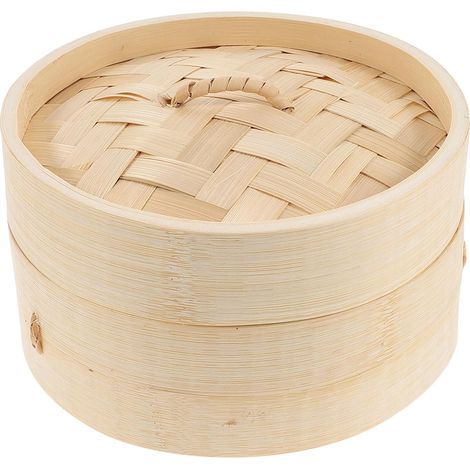 Panier vapeur à raviolis de 15 cm avec couvercle - Cuiseur vapeur pour la cuisson des dim sum et des légumes chinois (1/5)