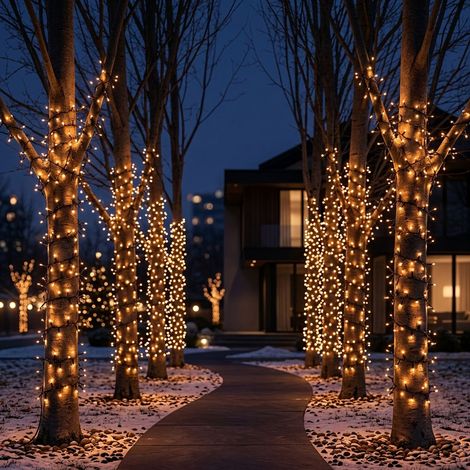 Ghirlanda luminosa a LED per interni ed esterni, lampada da giardino natalizia, luce bianca calda, IP44, lunghezza 24 m (1/5)