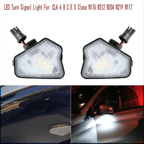 Feux de bienvenue LED rétroviseur extérieur, clignotants intégrés, éclairage de sol latéral pour voiture, projecteur d'accueil, kit de remplacement, étanche, blanc bleu, paire (1/5)