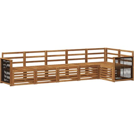 Set di divani da esterno 6 pz Naturale Legno di Acacia Massello vidaXL (1/5)
