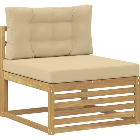 Sofa de milieu extérieur Bois d'Acacia Massif Blanc vidaXL