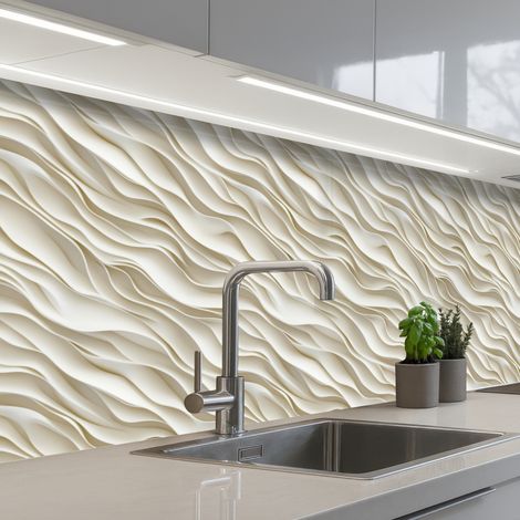 SCHIENALI CUCINA Onde - Bianco - Minimalista 250x80 cm (1/5)